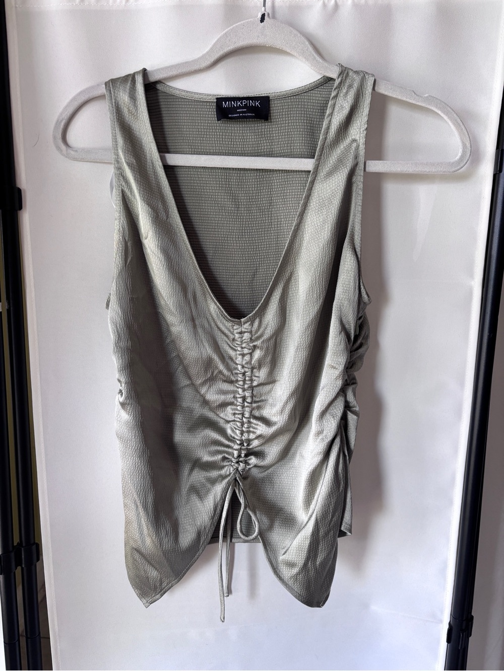 MINKPINK Sage Green Ruched Front Tank Top